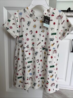 Okie Dokie 2T White Multi Print Stamps Dress- NWT